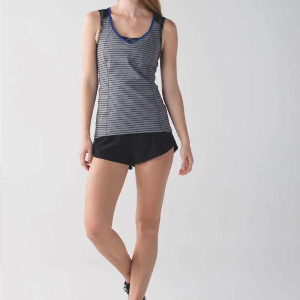 Lululemon super sport tank parallel stripe heather slate black cheetah print 4